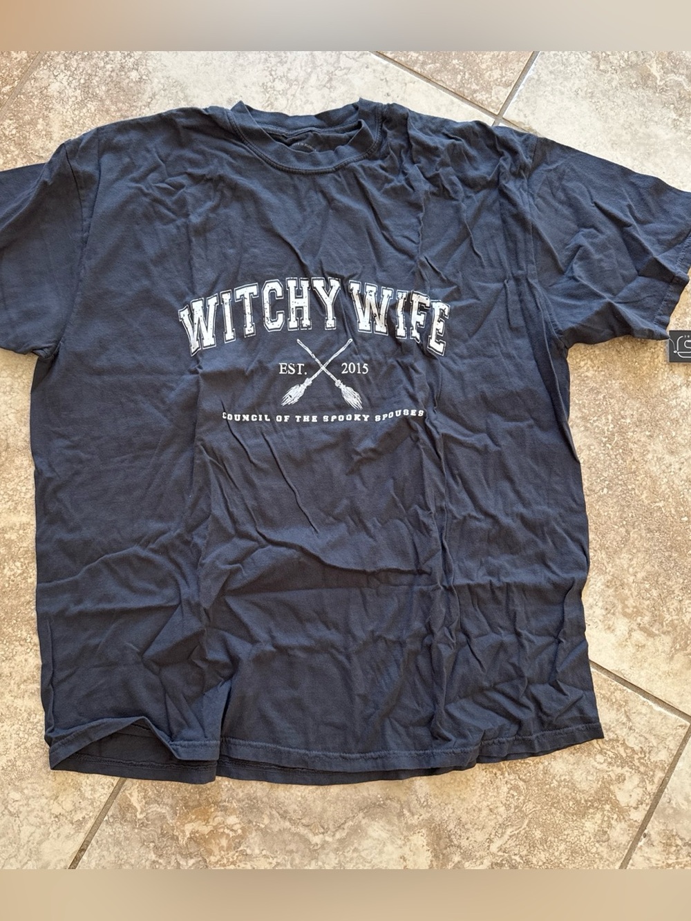 Witchy Wife Graphic Tee in Navy Blue